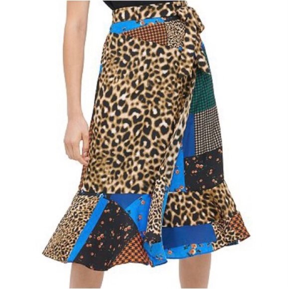 Calvin Klein Mixed Print and Patch Animal Print Pattern Skirt 16 - Picture 1 of 7